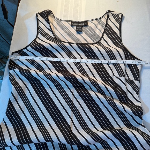 Vintage linen Y2K Striped Black taupe Sleeveless Dress y2K 90’s maxi size vacay - Picture 7 of 7